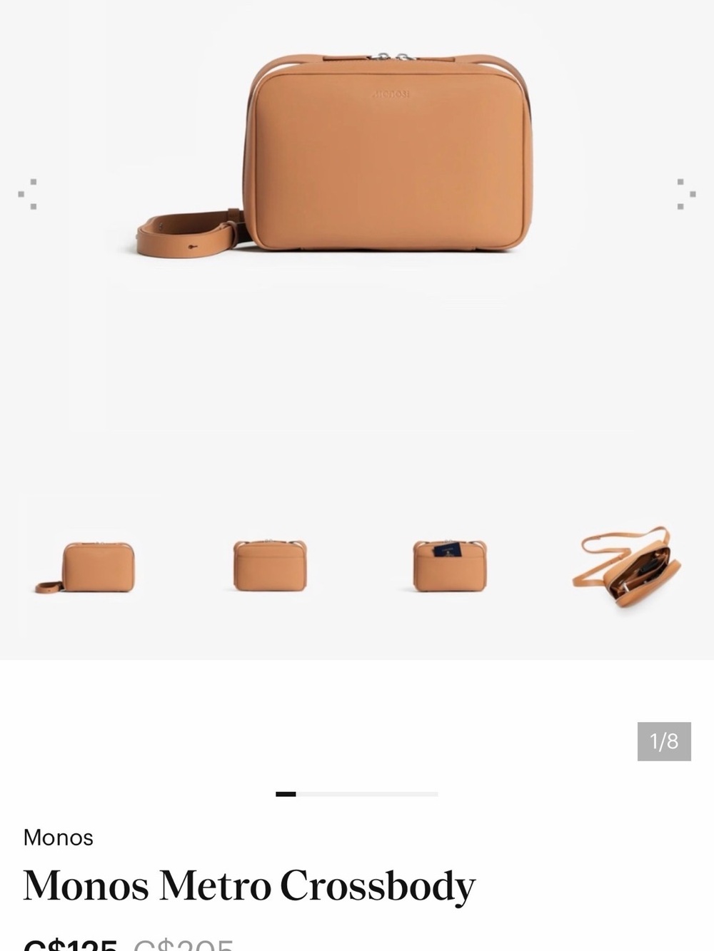 Monos Metro Crossbody Key & Card Holder in Tan